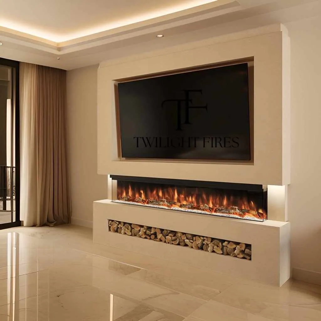 Rome 86 Inch Media Wall Fireplace Package