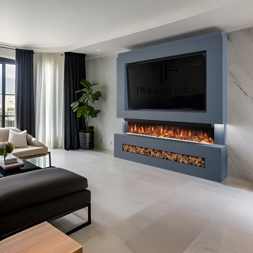 Rome 86 Inch Media Wall Fireplace Package