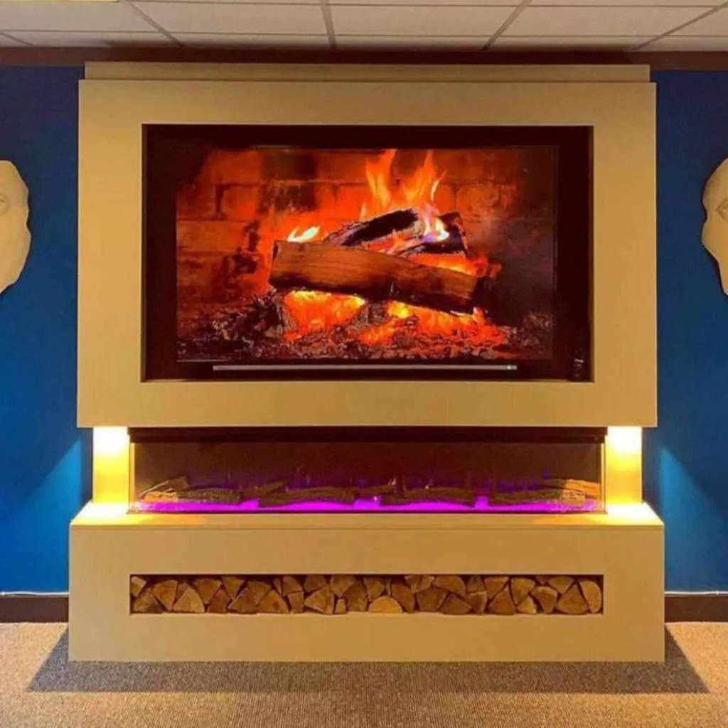 Rome 86 Inch Media Wall Fireplace Package