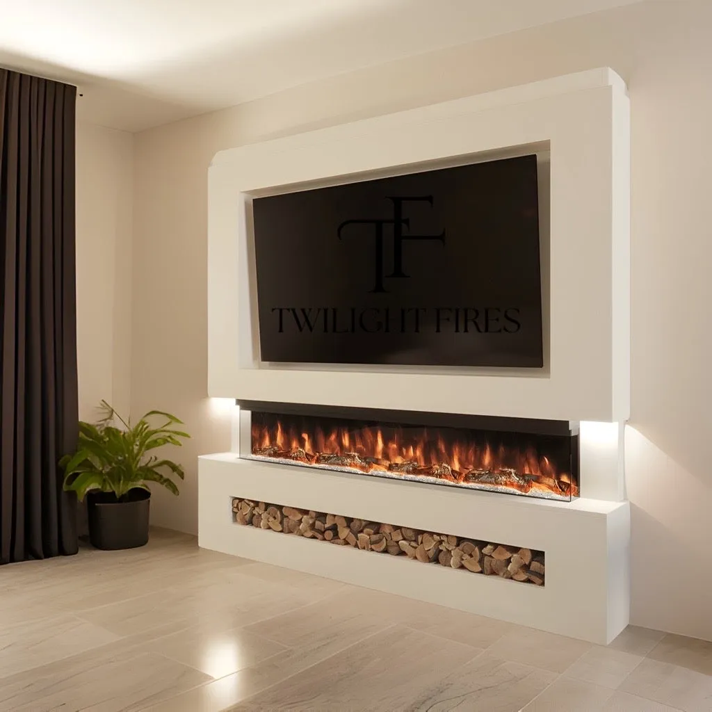 Rome 86 Inch Media Wall Fireplace Package