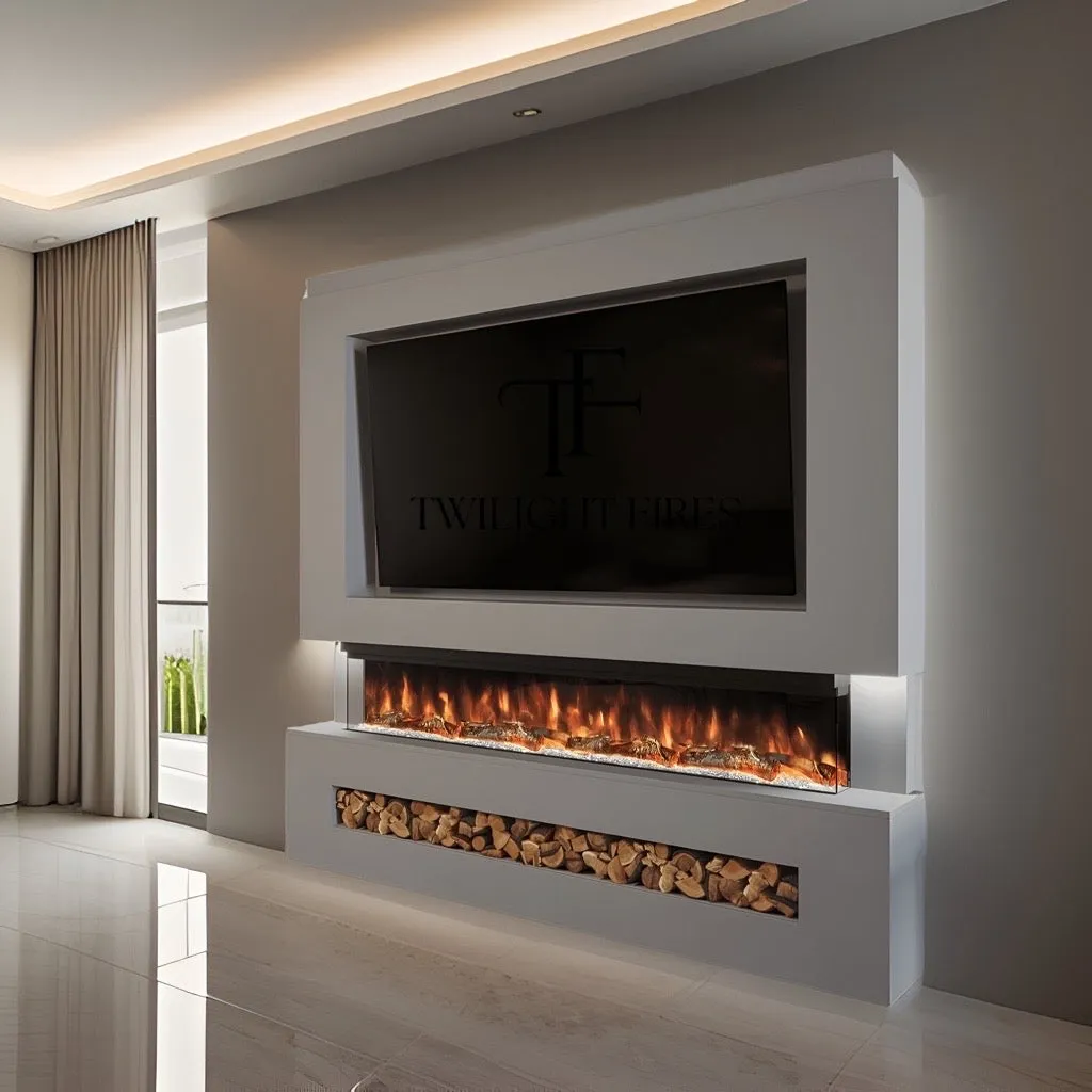 Rome 86 Inch Media Wall Fireplace Package