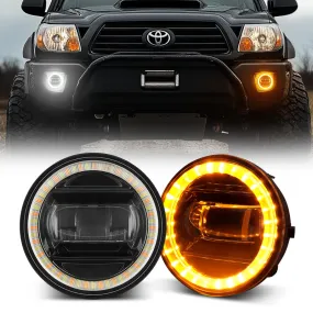 Roxmad Fog Light Assembly with Halo Ring DRL/Turn Signals for 2005-2011 Toyota Tacoma