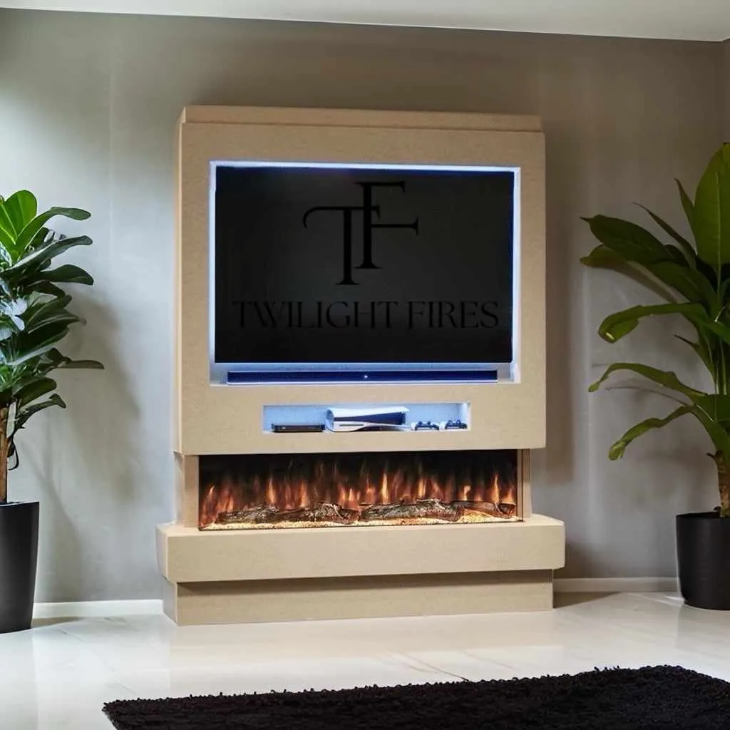 Siena 72" Pre-Built Media Wall Fireplace - Electric Fire Package