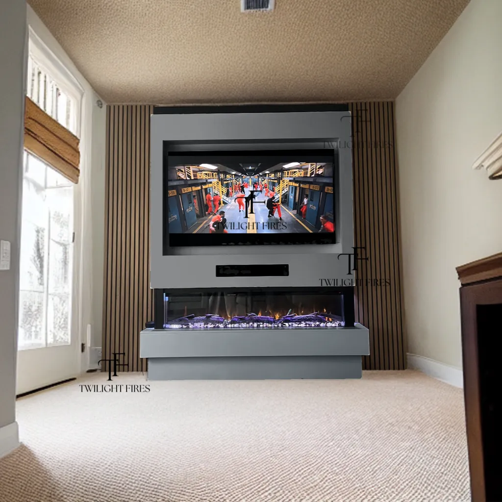 Siena 72" Pre-Built Media Wall Fireplace - Electric Fire Package