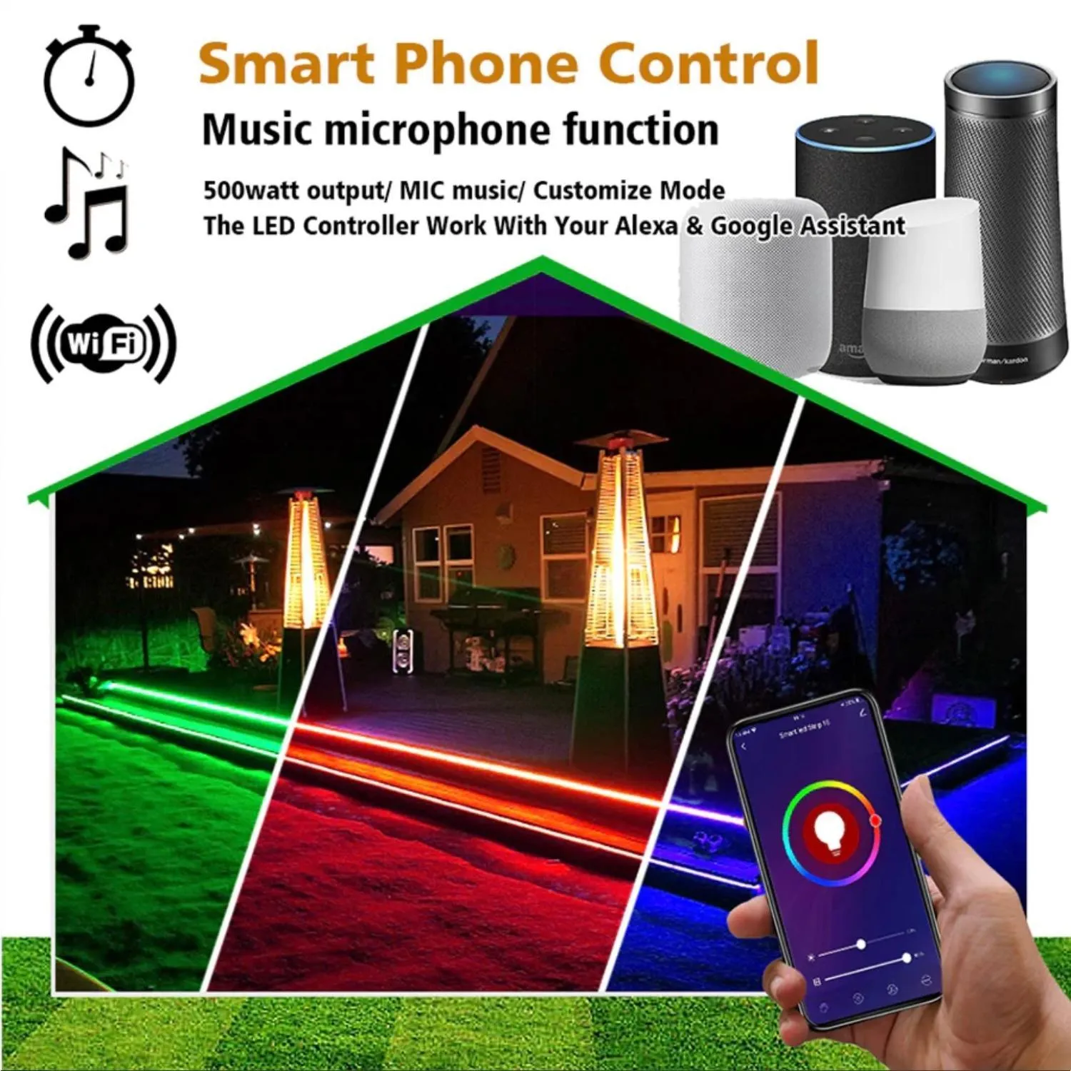 Single Colour Neon Flex AC 220 240V 8x16mm WIFI Dimmer Controller with 23-Key RF Remote Control 1500W for Brightness Adjustment