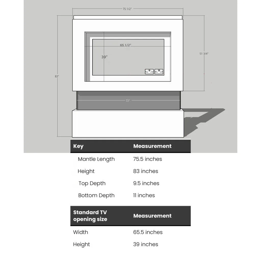 Sorrento 76" Pre-Built Media Wall Fireplace - Electric Fire Package