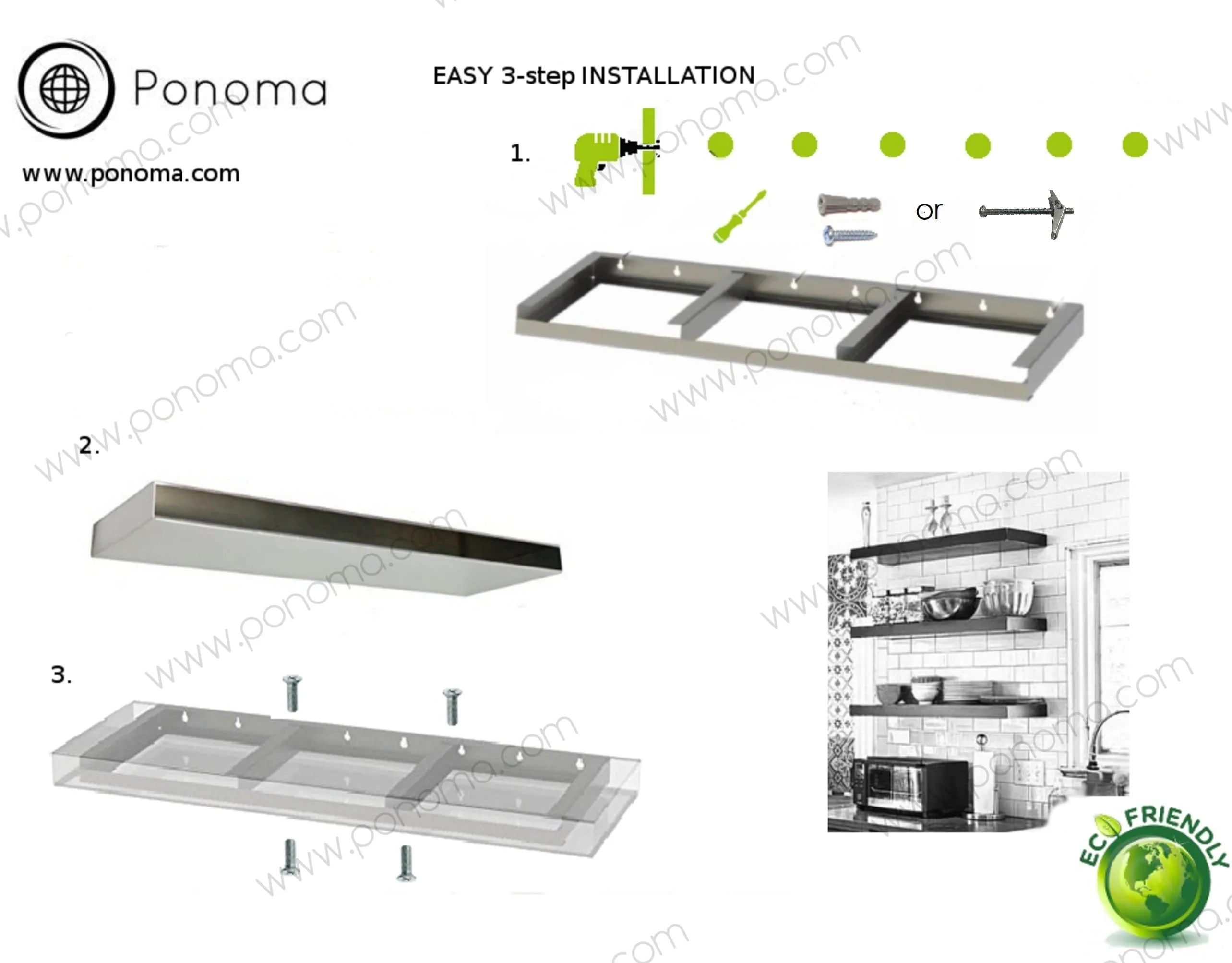 Stainless steel floating shelves available from stock