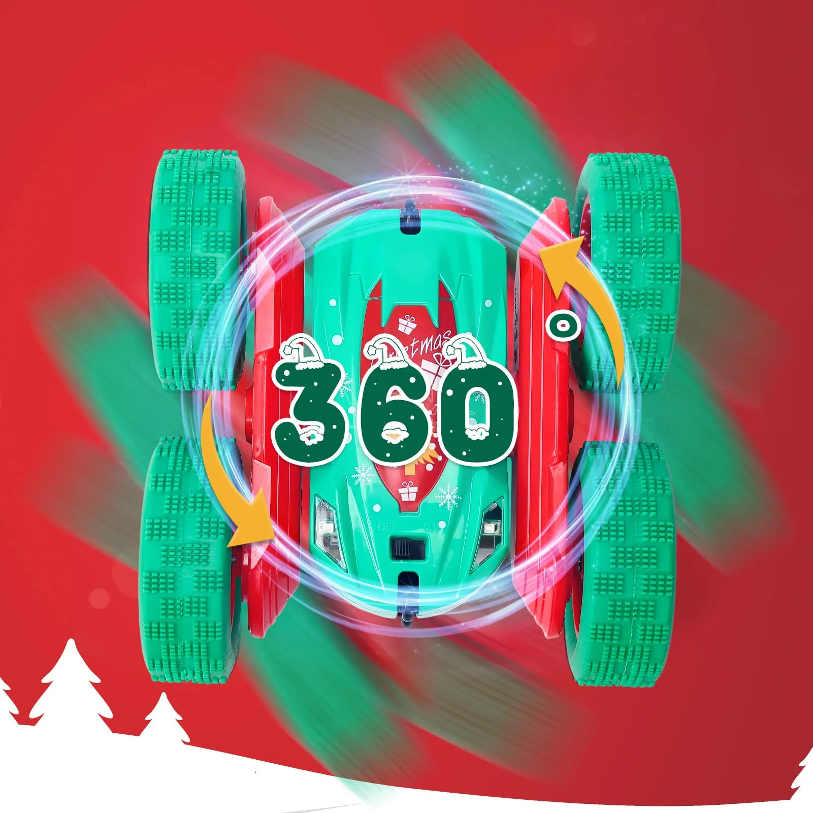 THINKMAX 2Pack RC Stunt Car High Speed Remote Control Car for Xmas Green Red