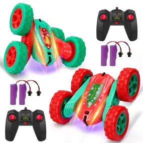 THINKMAX 2Pack RC Stunt Car High Speed Remote Control Car for Xmas Green Red