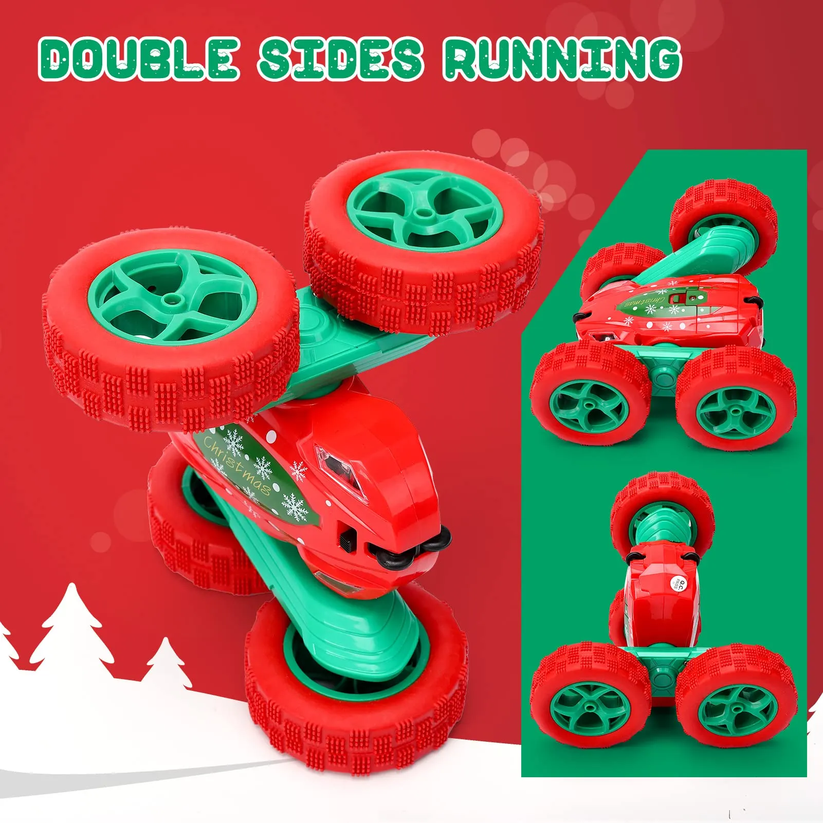 THINKMAX 2Pack RC Stunt Car High Speed Remote Control Car for Xmas Green Red