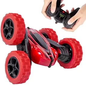 THINKMAX Remote Control Car RC Stunt Car Double Sided Crawler Vehicle Red