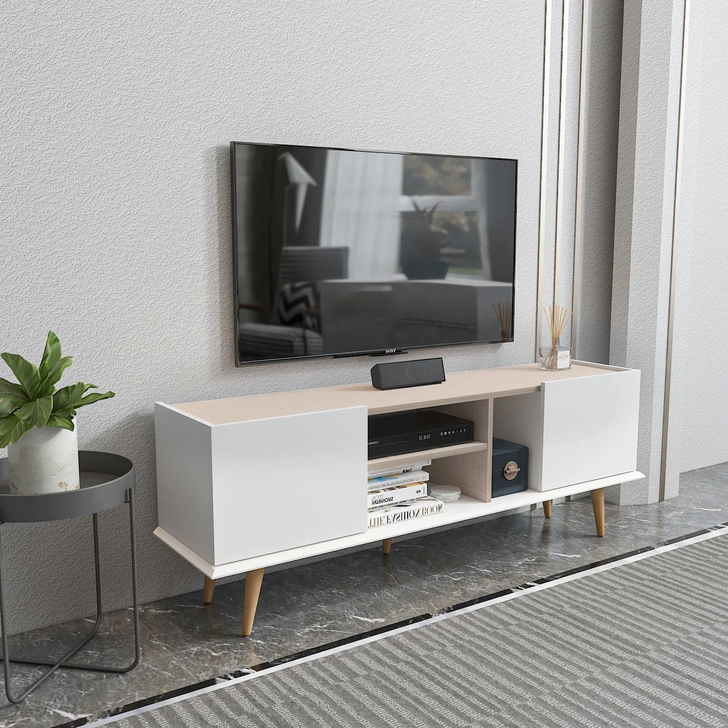 Tv Stand  Ekvador White&Beige-EKV63TS02