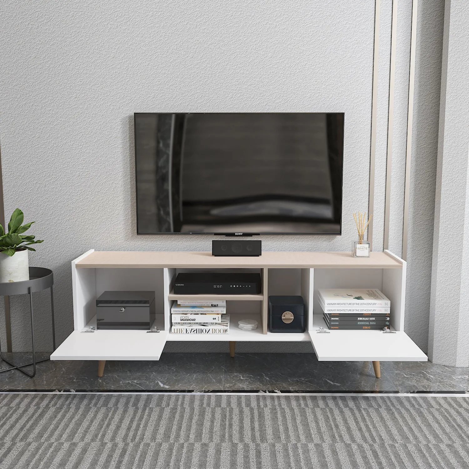 Tv Stand  Ekvador White&Beige-EKV63TS02