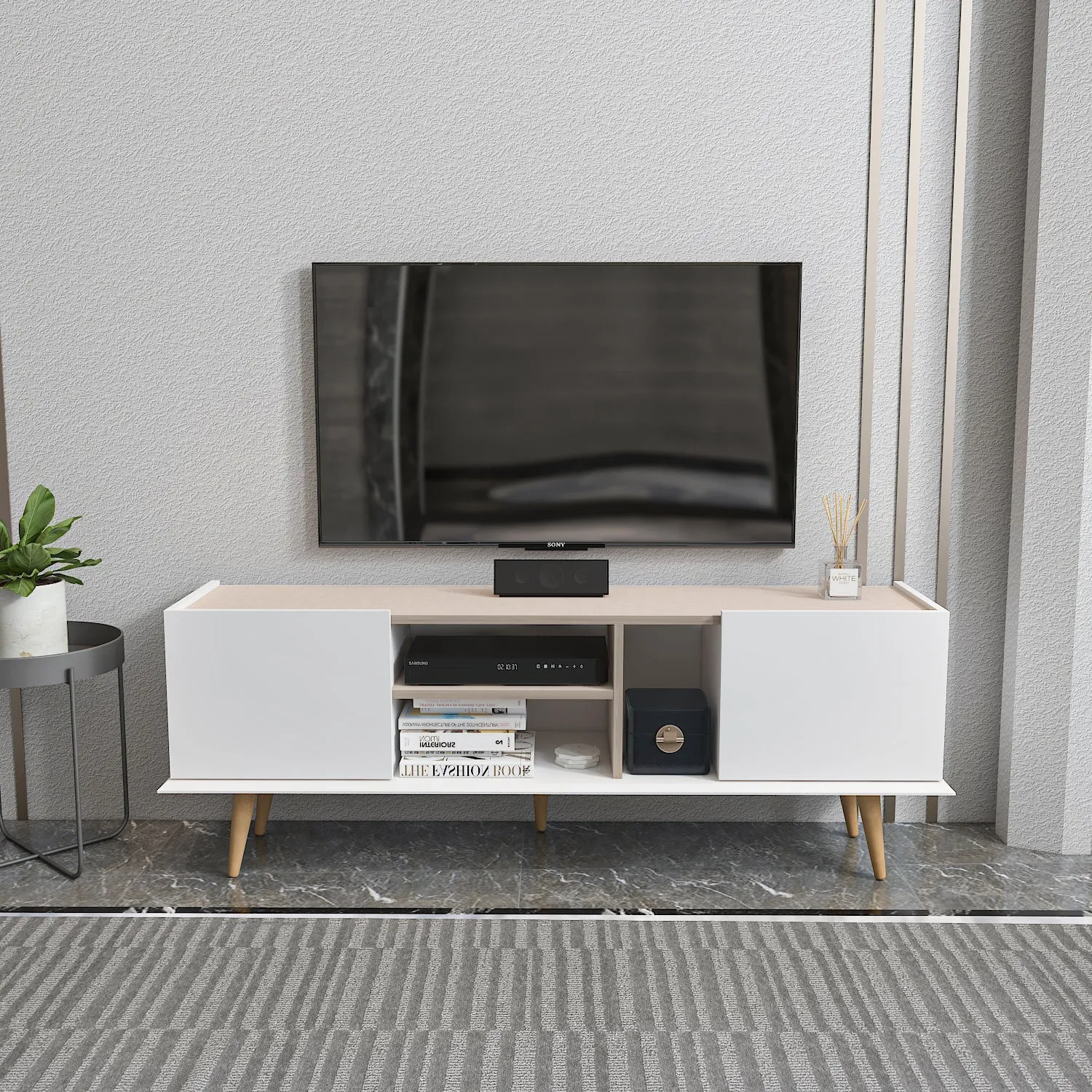Tv Stand  Ekvador White&Beige-EKV63TS02