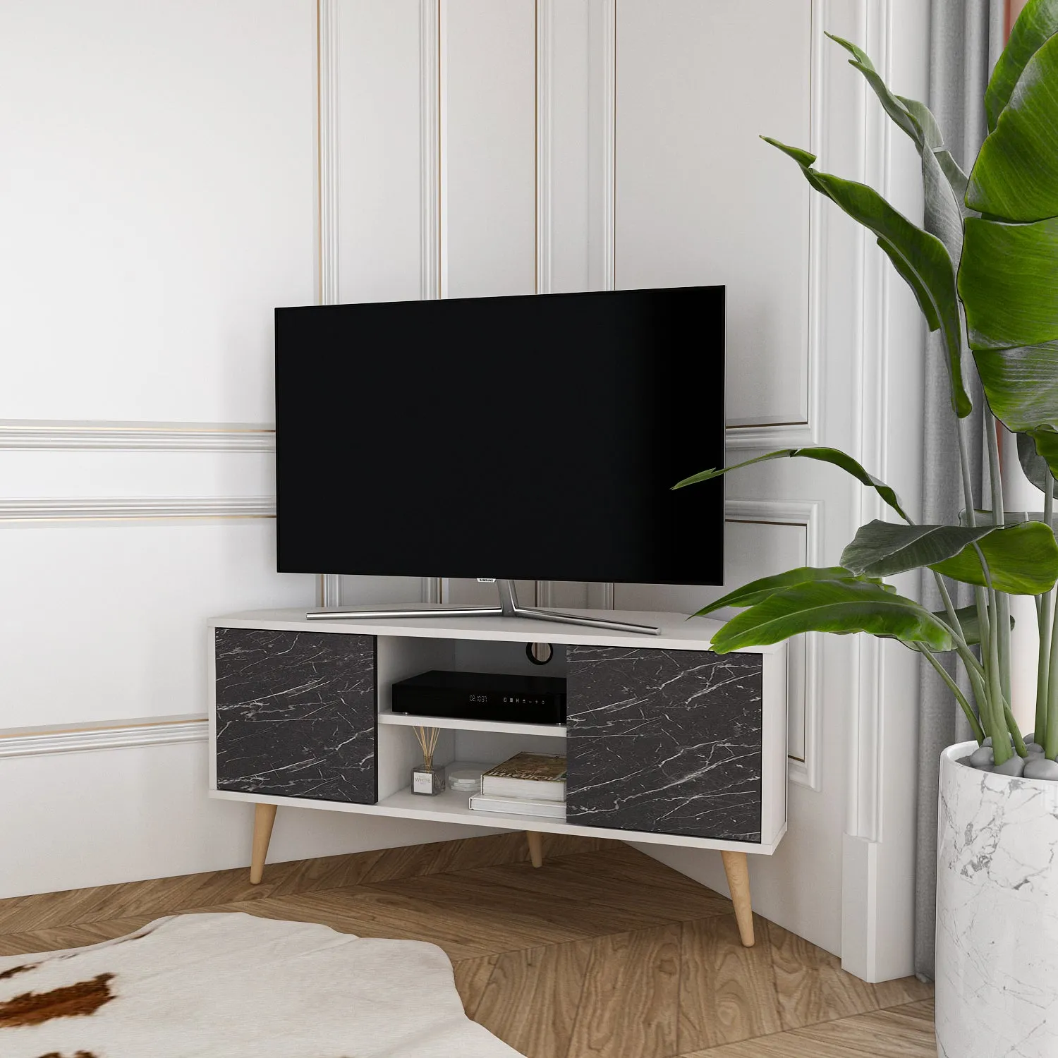 Tv Stand Lesson White&Bendire -LSS47TS01