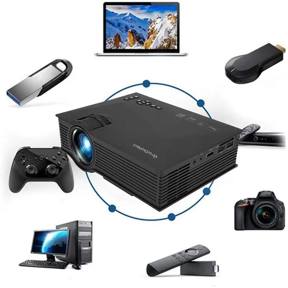 Unic UC68H Multimedia Home Theater Projector 2400 Lumens HD 1080P Projector with Airplay Miracast 3D Wireless Mobile Mirroring