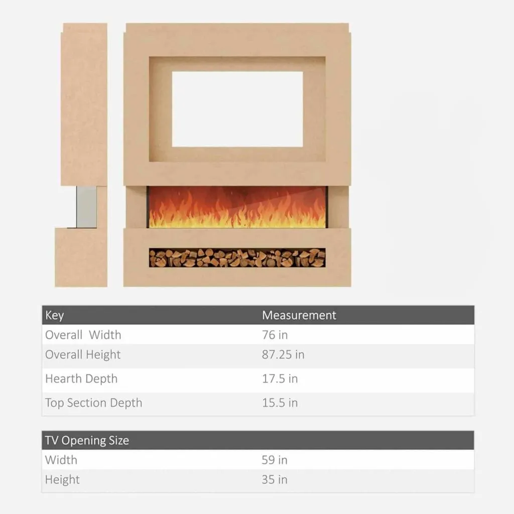 Verona 76" Pre-Built Media Wall Fireplace - Electric Fire Package