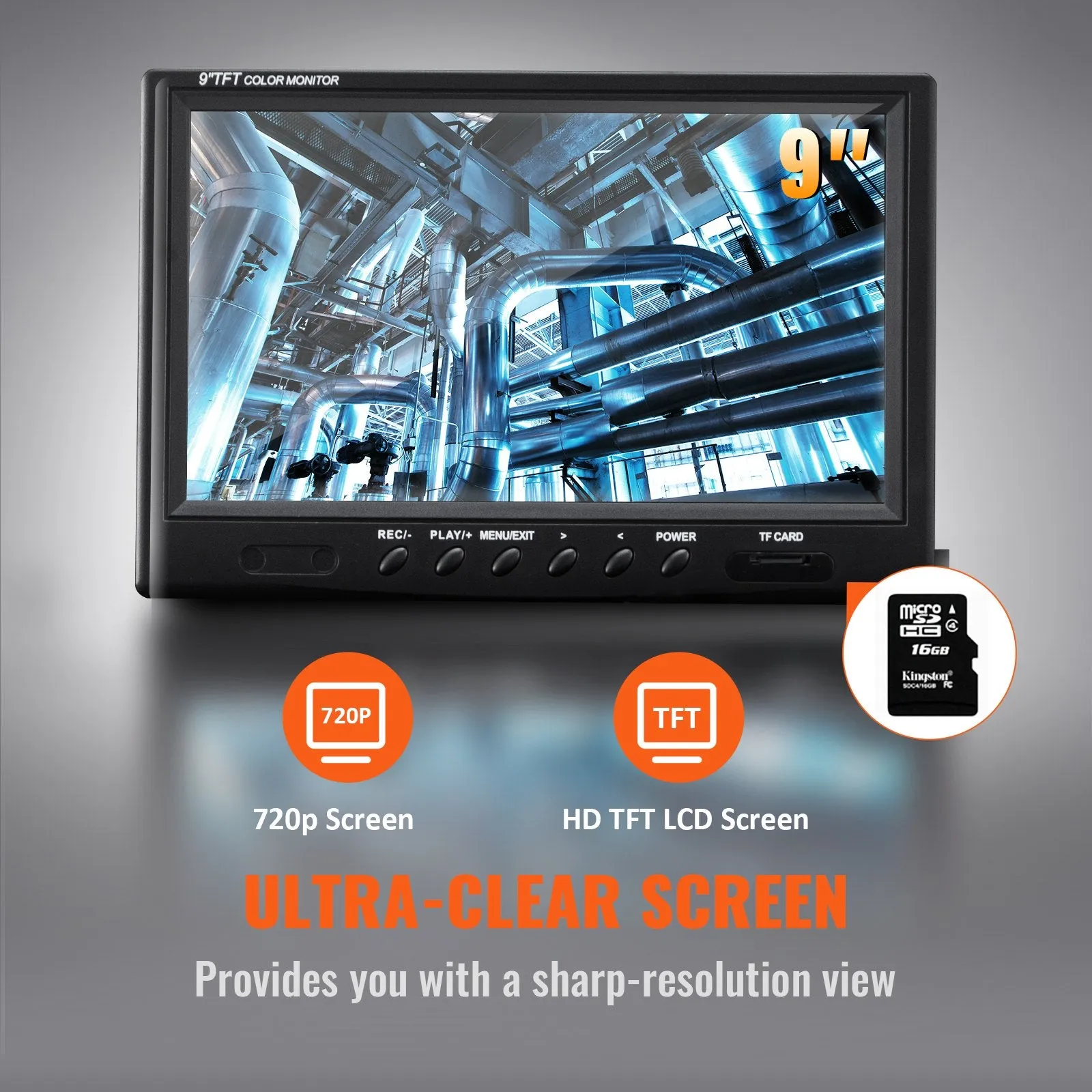 Vevor Sewer Camera 164' Cable Waterproof 9" 720p LCD Display with DVR and 16GB SD Card New