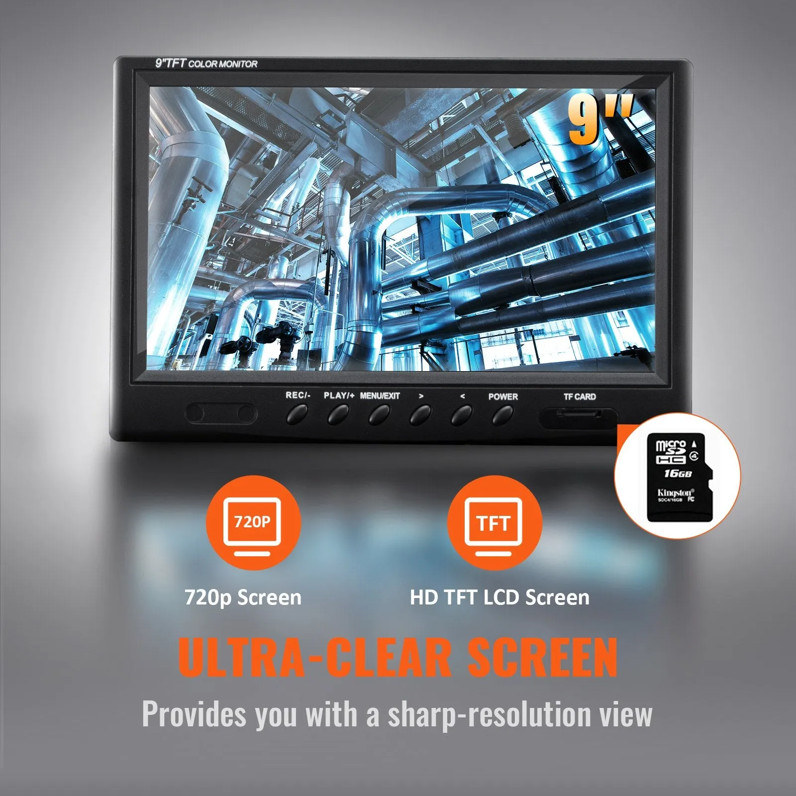 Vevor Sewer Camera 300' Cable Waterproof 9" 720p LCD Display with DVR and 16GB SD Card New