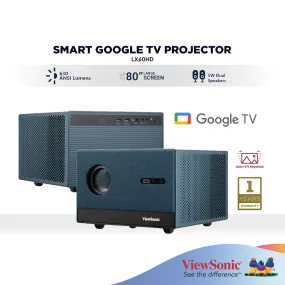 ViewSonic LX60HD 1080P Smart LED Projector with Built-in Google TV  | Up to 100" screen size