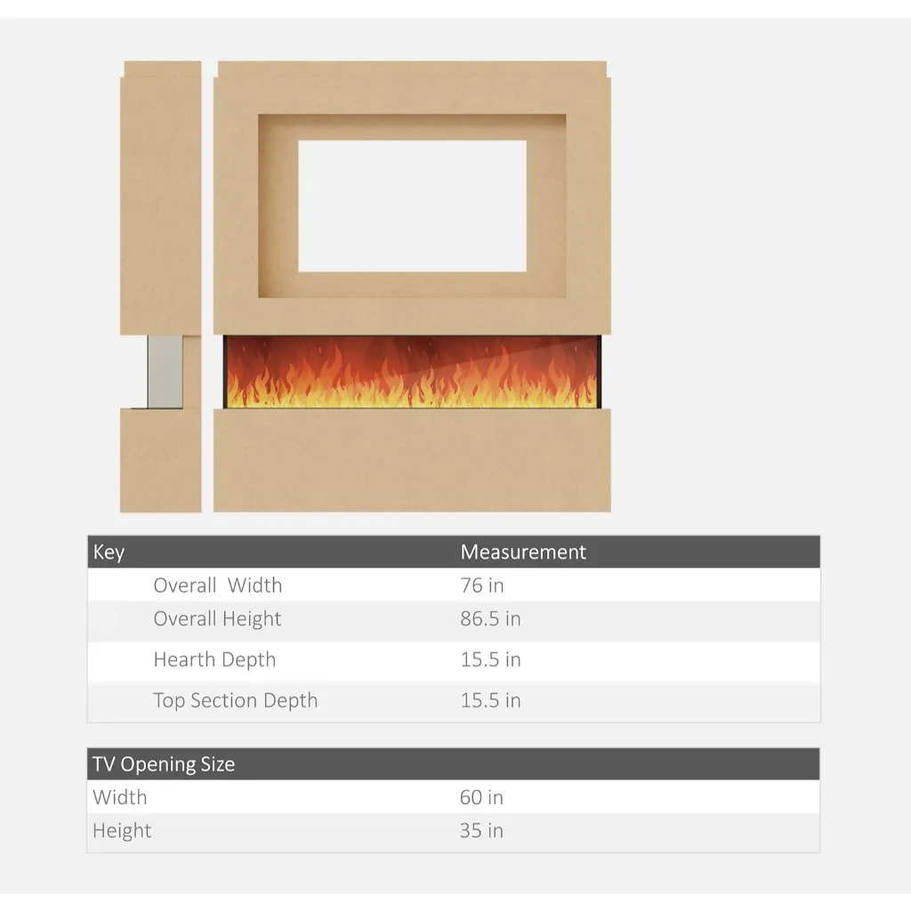 Vittoria 76" Pre-Built Media Wall Fireplace - Electric Fire Package