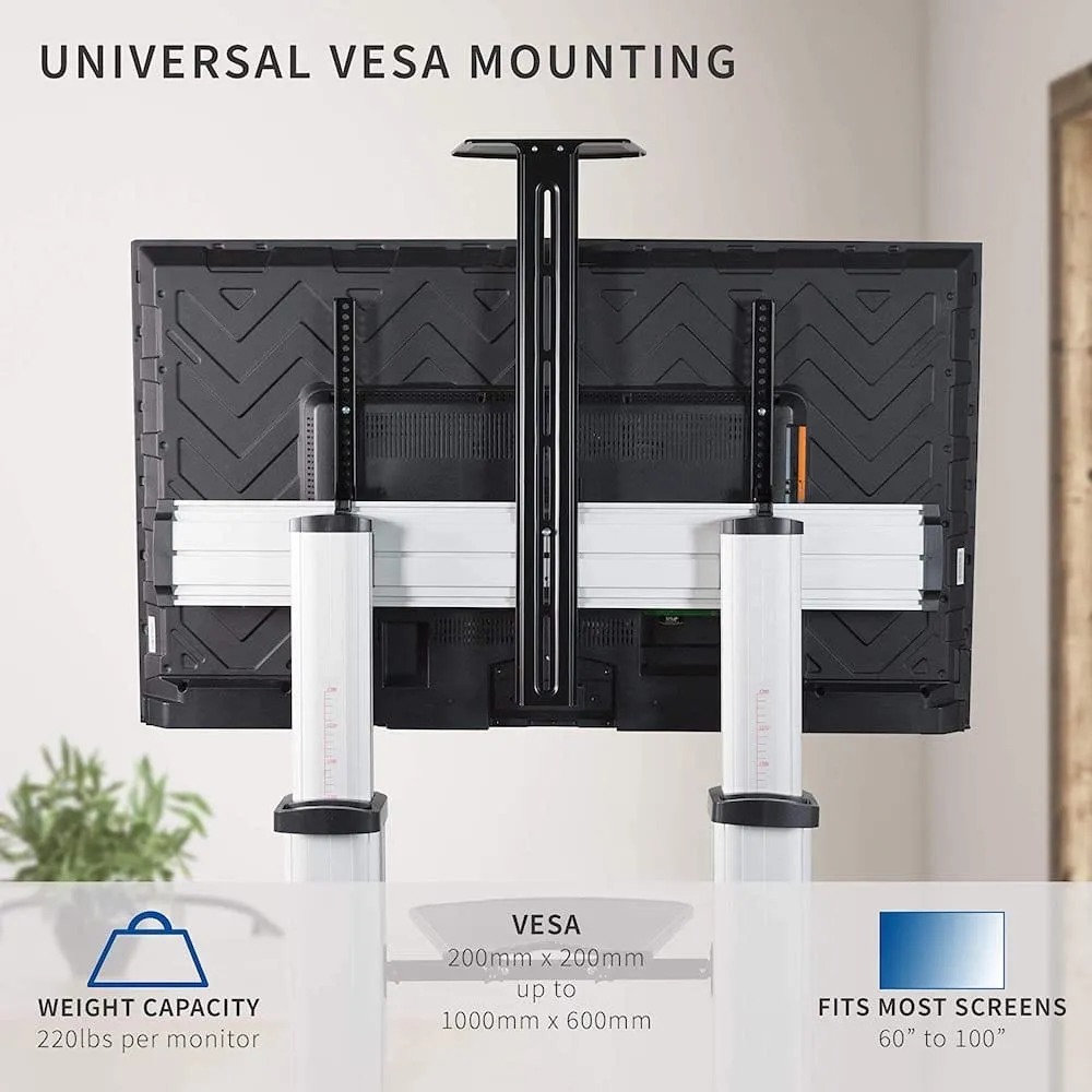 VIVO STAND-TV22S Silver and TV22B Black Mobile Cart for 60" to 100" TVs