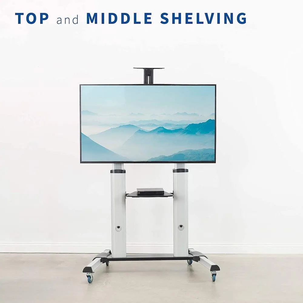 VIVO STAND-TV22S Silver and TV22B Black Mobile Cart for 60" to 100" TVs