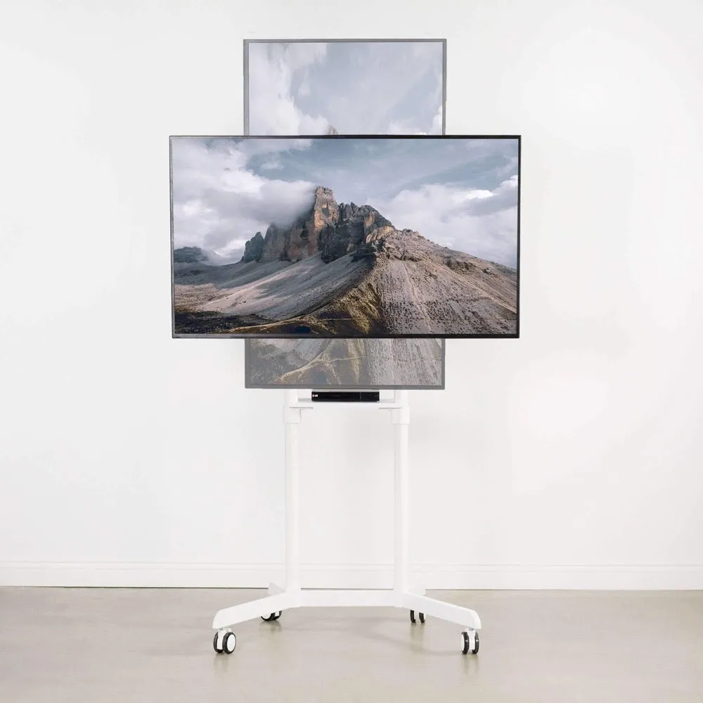 VIVO White Mobile Portrait to Landscape TV Cart for 37" to 70" TVs, STAND-TV02PW