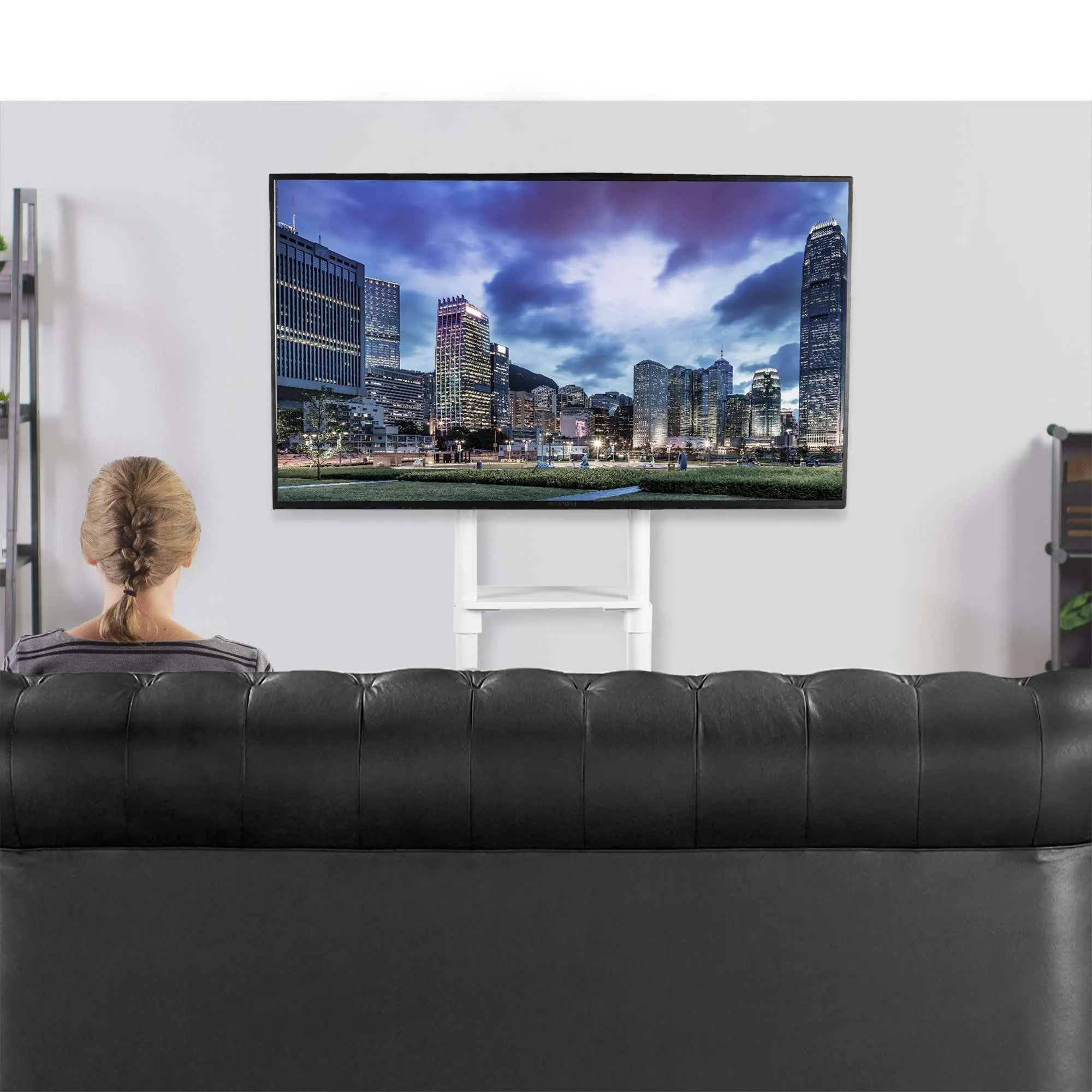 VIVO White Mobile Portrait to Landscape TV Cart for 37" to 70" TVs, STAND-TV02PW