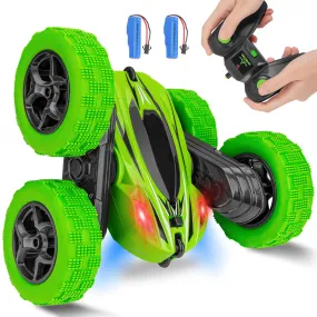 WHIZMAX Remote Control Car 1165A RC Stunt Car Toy Double Sided 360 Rotating Vehicle Green