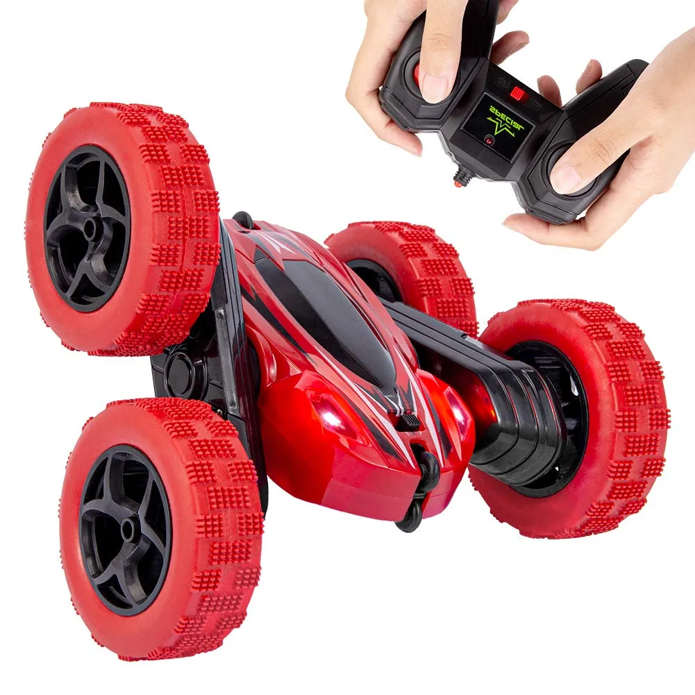 WHIZMAX Remote Control Car 1165A RC Stunt Car Toy Double Sided 360 Rotating Vehicle Red