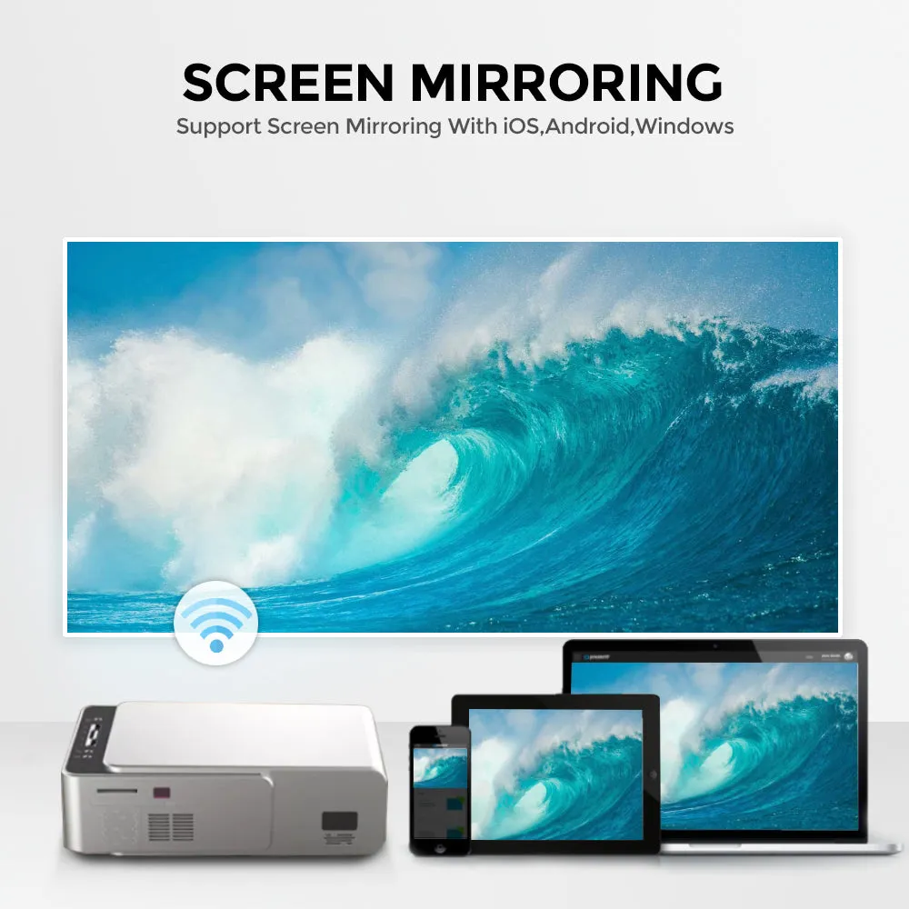 Wifi Projector |3500 Lumens/Screen Size upto 120 inch| Native Res 1280x720P| Wireless Screen Mirroring Video Projector